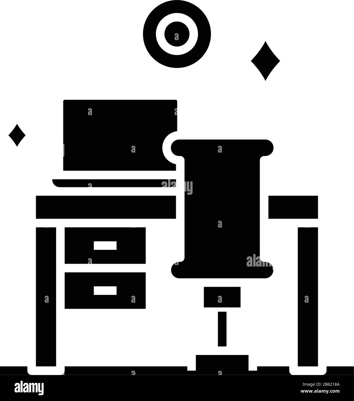 Icône de la ligne de nettoyage du lieu de travail, panneau concept, illustration vectorielle, symbole linéaire. Illustration de Vecteur