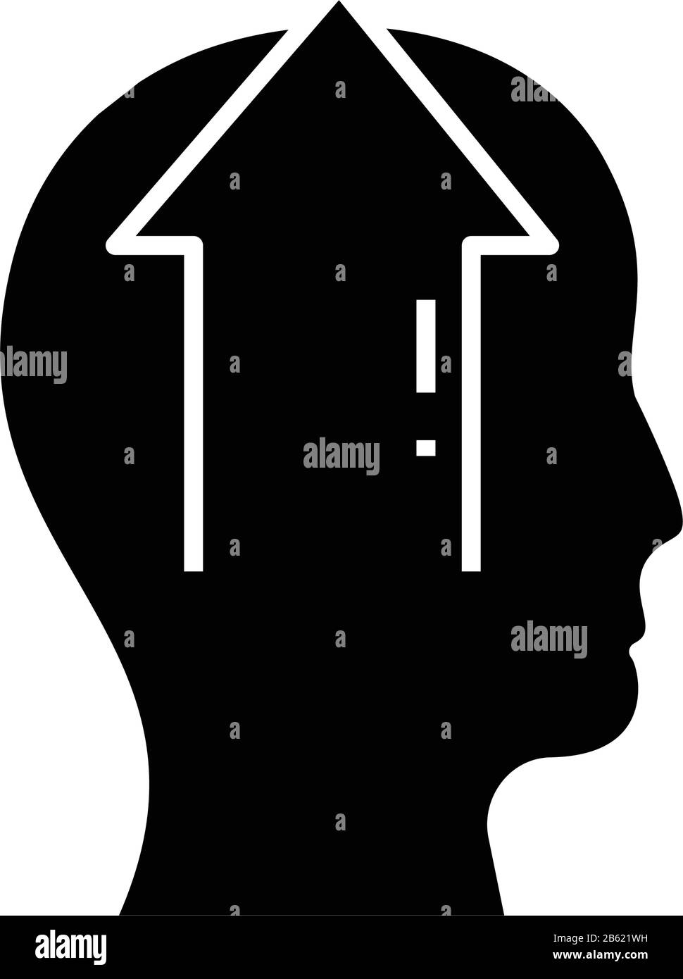 Icône noire de pensée, illustration de concept, symbole plat vectoriel, signe glyphe. Illustration de Vecteur