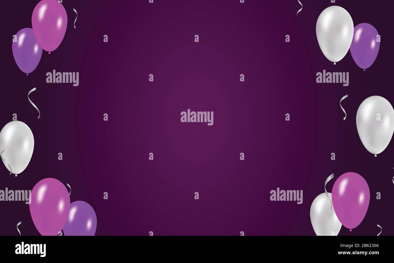 Fond violet festif avec ballons. Illustration de Vecteur