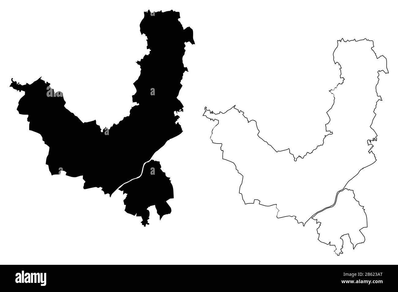 Limoges City (République française, France) illustration vectorielle de la carte, esquisse de griffonnage carte de Limoges Illustration de Vecteur