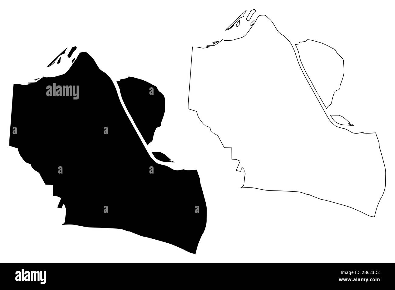 Ville de Villeurbanne (République française, France) illustration vectorielle cartographique, esquisse de gribble carte de la ville de Villeurbanne Illustration de Vecteur