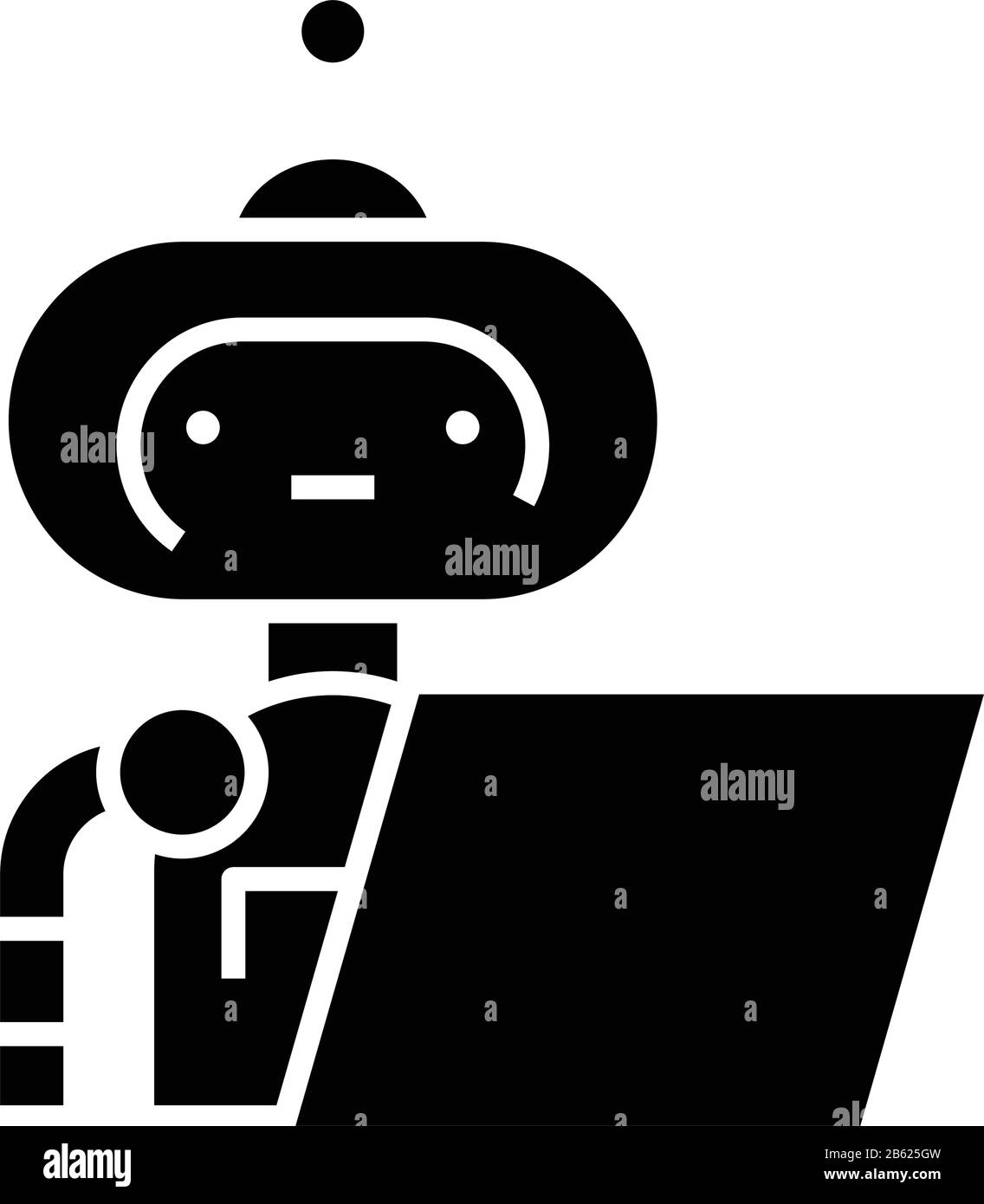 Écriture de l'icône de la ligne du robot, du signe du concept, de l'illustration du vecteur de contour, du symbole linéaire. Illustration de Vecteur