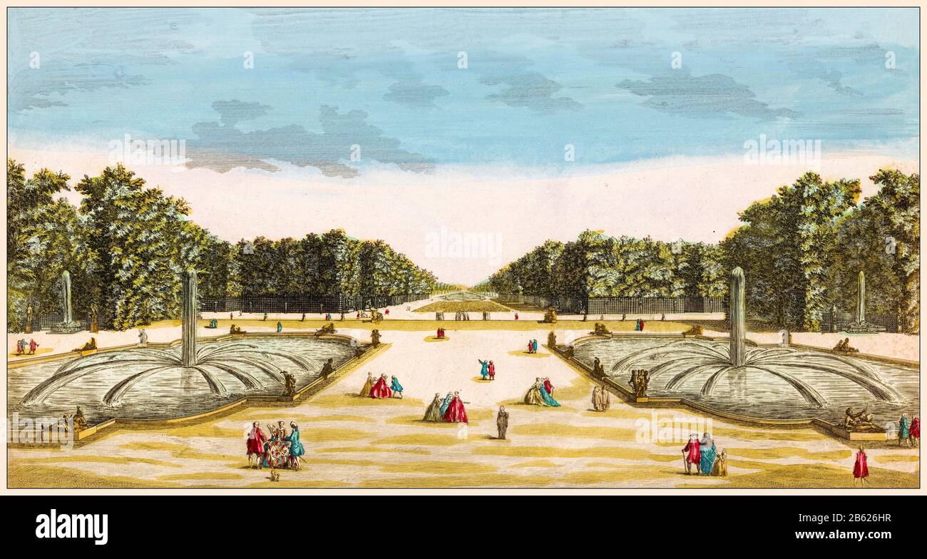 Vue sur les jardins de Versailles, imprimé par Louis-Joseph Mondhare, 1759-vers 1796 Banque D'Images