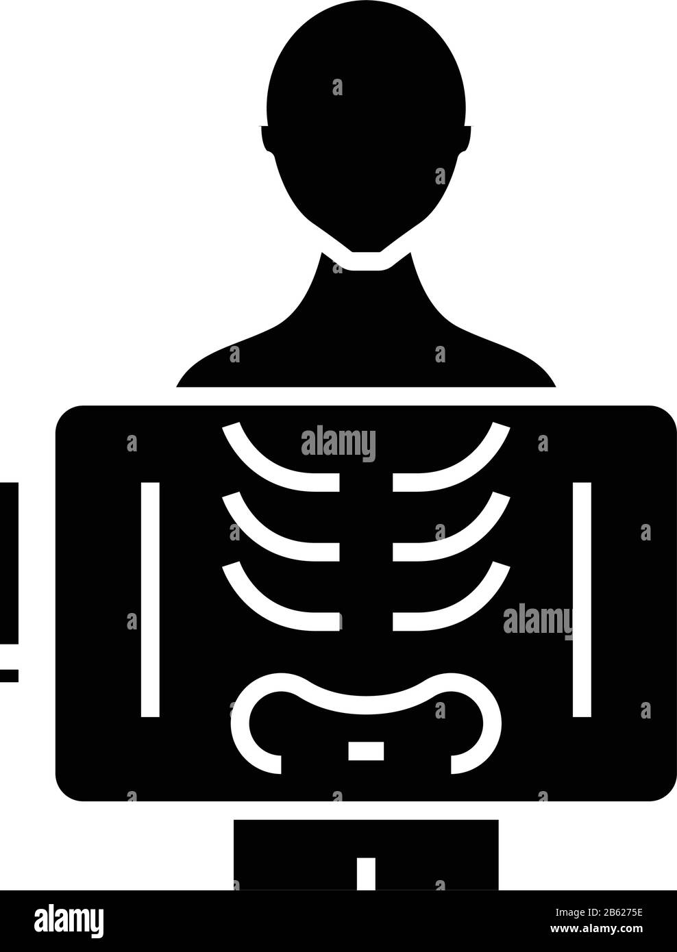 Icône de ligne de recherche de rayons X, signe de concept, illustration vectorielle de contour, symbole linéaire. Illustration de Vecteur