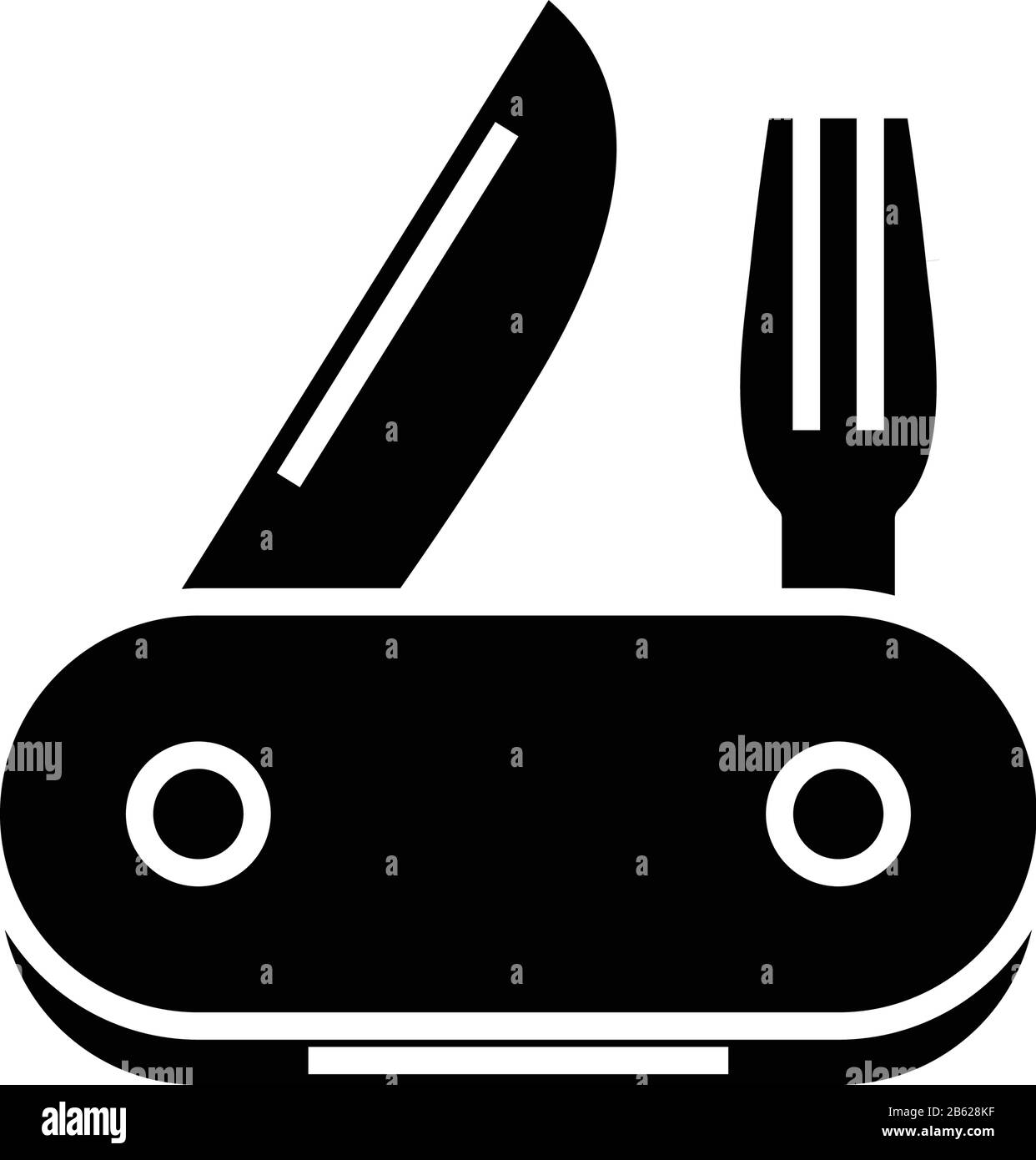 Icône noire de couteau touristique, illustration de concept, symbole plat vectoriel, signe glyphe. Illustration de Vecteur