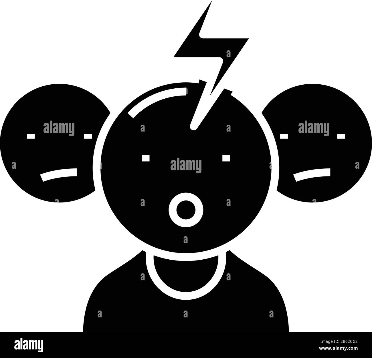 Terrible nouvelle icône noire, illustration du concept, symbole vectoriel plat, signe glyphe. Illustration de Vecteur