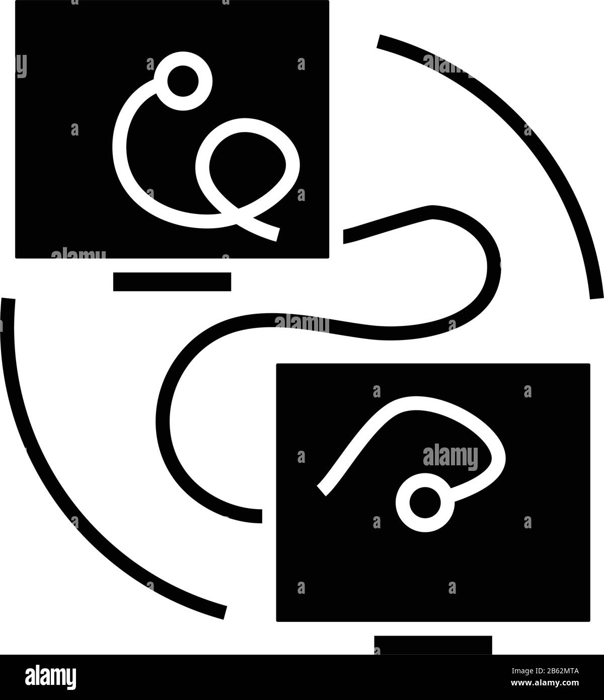 Icône noire de communication technique, illustration conceptuelle, symbole vectoriel plat, signe glyphe. Illustration de Vecteur