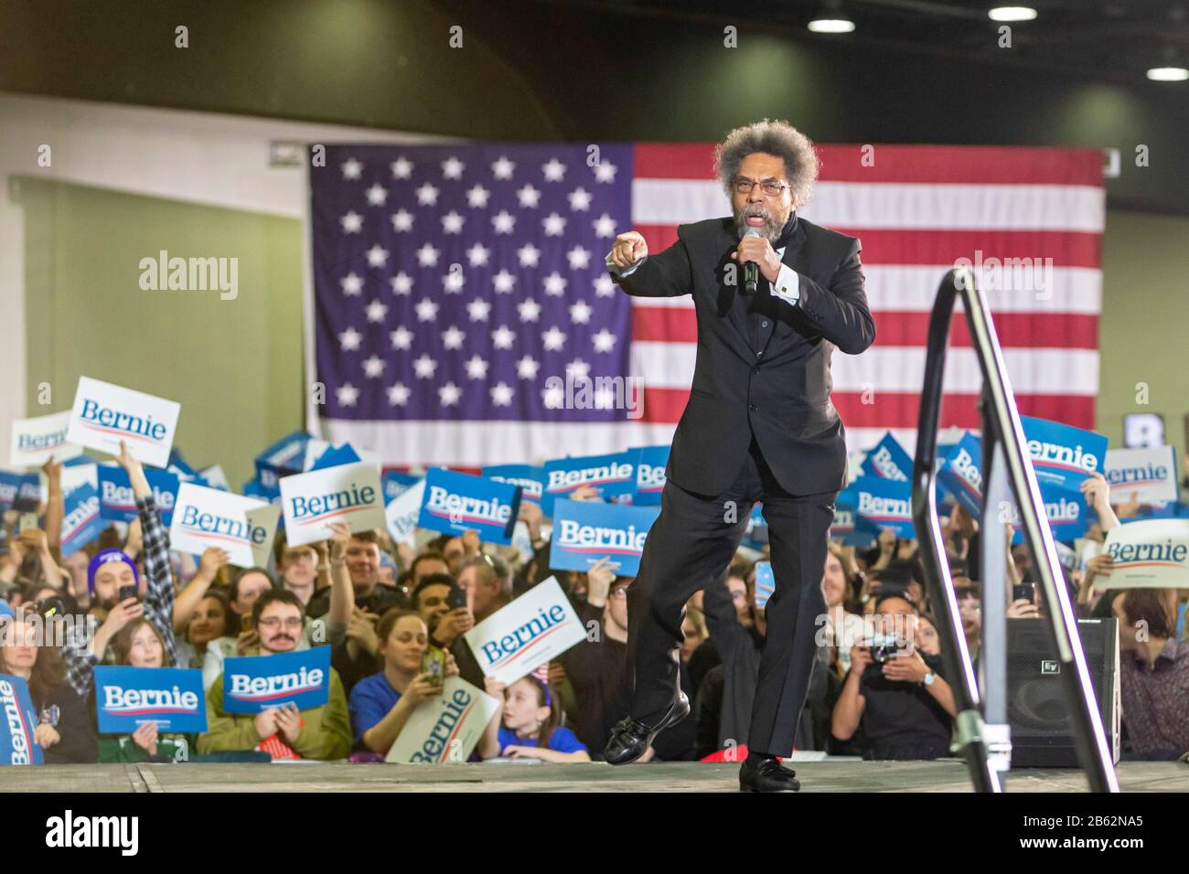 Detroit (Michigan) - le Dr Cornel West parle lors d'un rassemblement de campagne présidentielle de Bernie Sanders. Banque D'Images