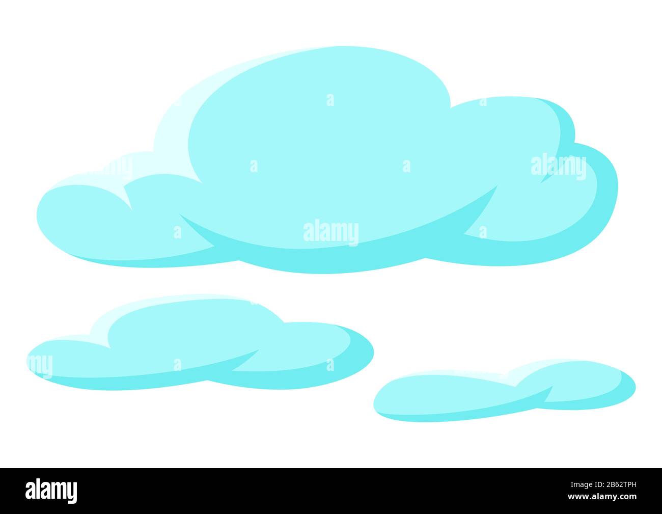 Jeu de nuages bleus sur fond blanc. Illustration de Vecteur