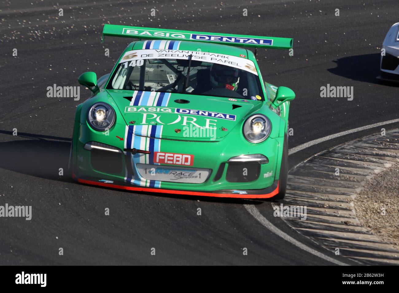 Porsche 991 verte en action lors de la finale du championnat d'hiver, La dernière course d'endurance 4. Sur la piste de course renouvelée de Zandvoort, où Form Banque D'Images