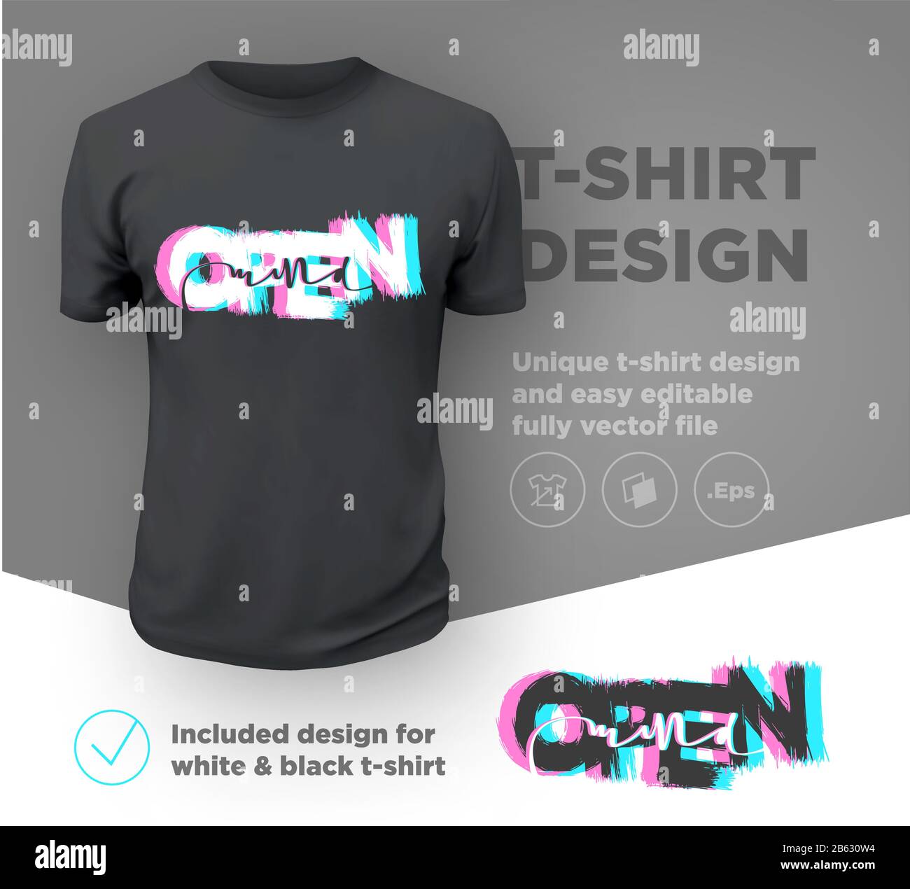 Esprit ouvert. Modèle de motif imprimé typographique pour t-shirt Illustration de Vecteur