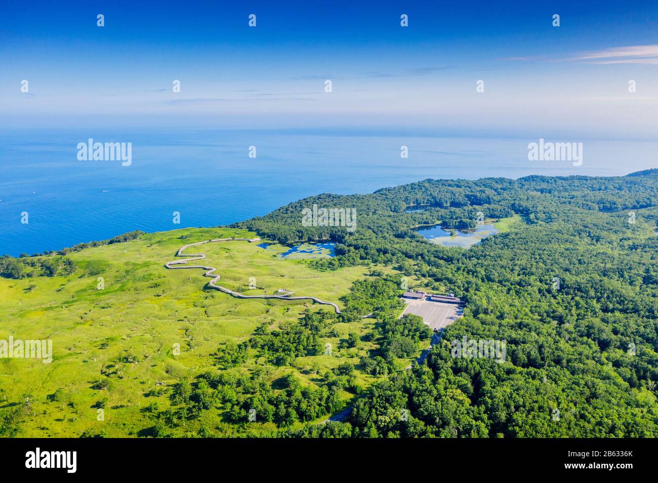 Japon, Hokkaido, Parc National Shiretoko, vue aérienne sur les lacs goko 5 Banque D'Images