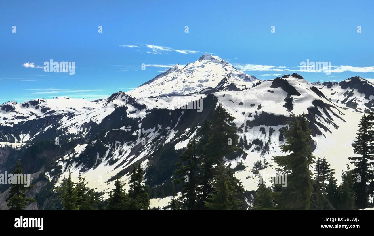 vue d'été sur le boulanger à mt recouvert de neige dans l'état de washington Banque D'Images