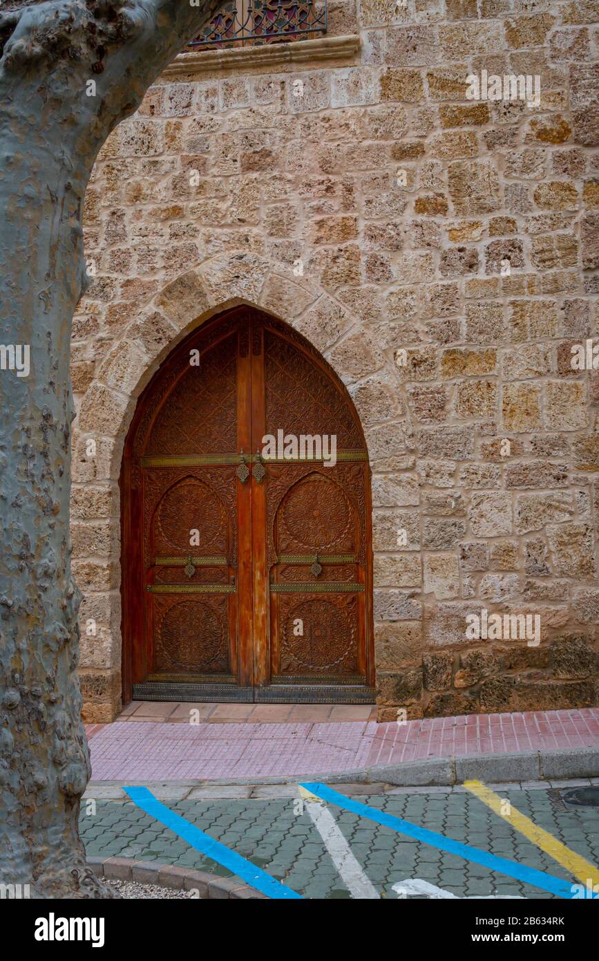 Détail porte du palais des comtes de Cervelon, Anna. Valence. Espagne Banque D'Images