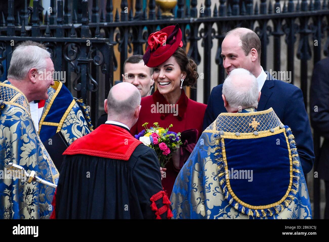 Londres, Royaume-Uni. 9 Mars 2020. Le duc et la duchesse de Cambridge quittent l'abbaye de Westminster après avoir assisté au service annuel de l'église le jour du Commonwealth. Crédit: Stephen Chung / Alay Live News Banque D'Images