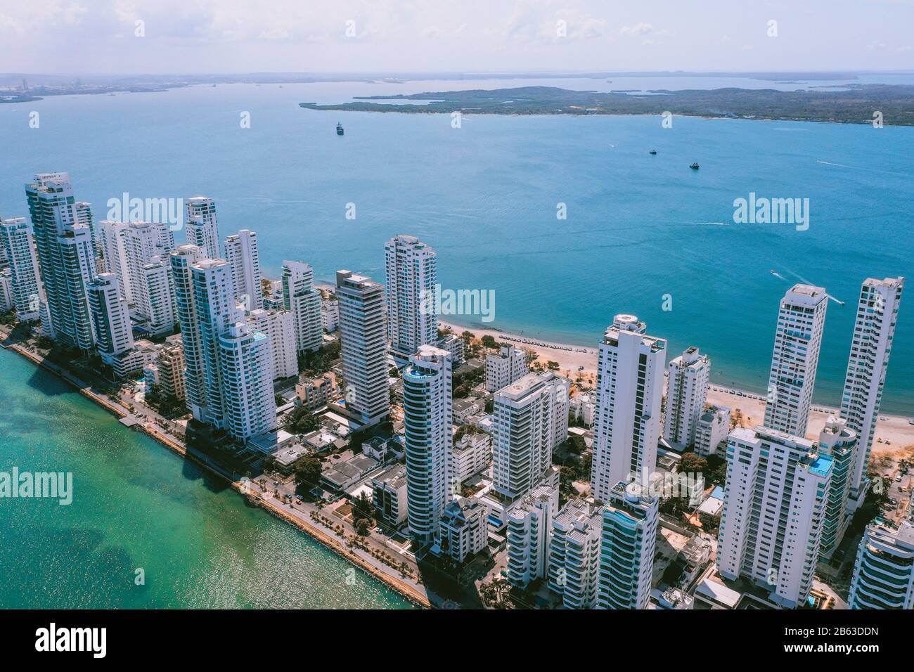 Vue aérienne de Carthagène Bocagrande Banque D'Images