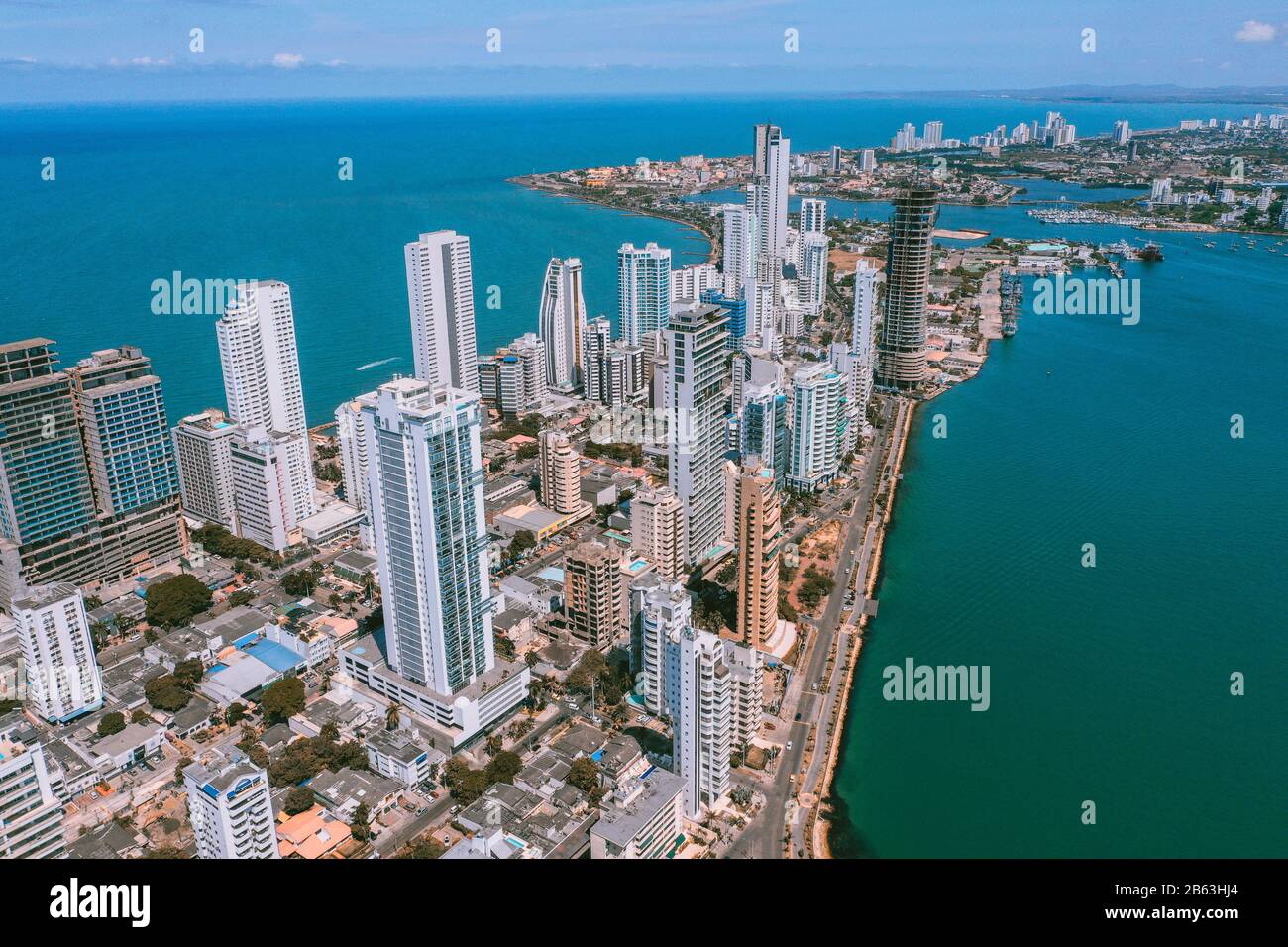 Vue aérienne de Carthagène Bocagrande Banque D'Images