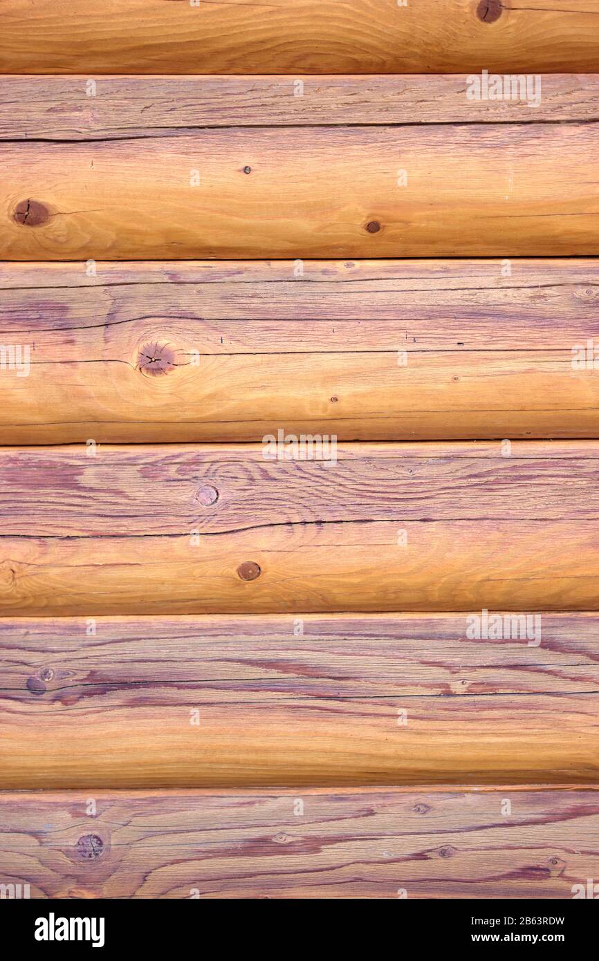 Texture de la paroi de la maison en rondins. Banque D'Images
