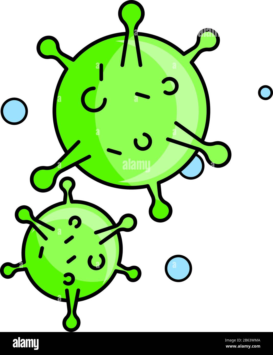 Icône virus et gouttelettes. Illustration de Covid-19. Illustration de style plat. Isolé sur fond blanc. Illustration de Vecteur