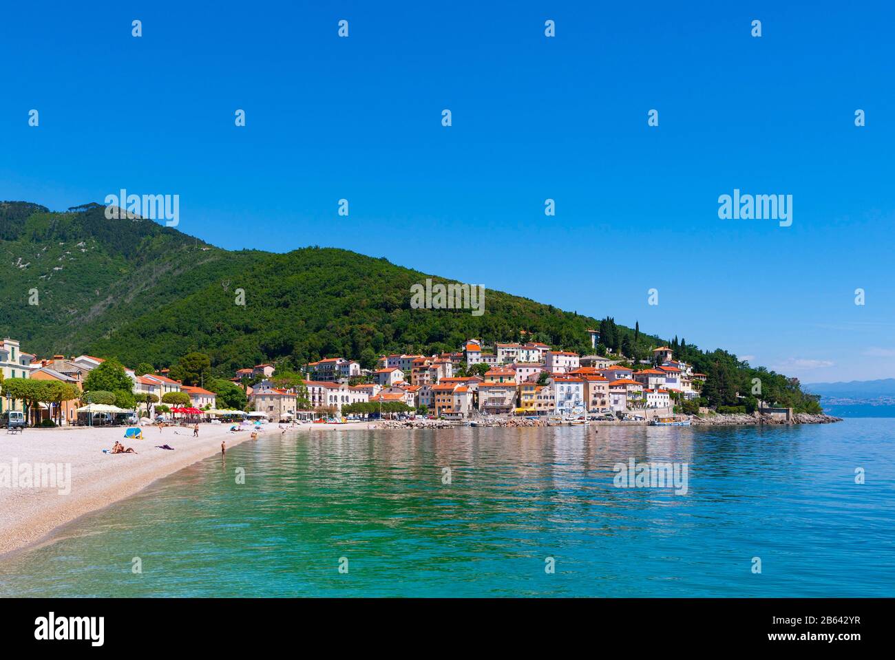 Plage, Moscenicka Draga, Istrie, Kvarner Gulf Bay, Croatie Adriatique Croate Banque D'Images