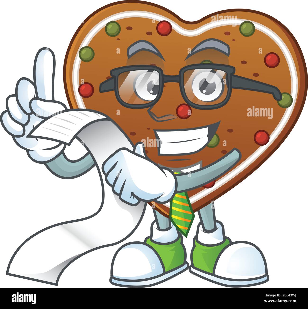 personnage de dessin animé de pain d'épice amour tenant menu sur sa main Illustration de Vecteur