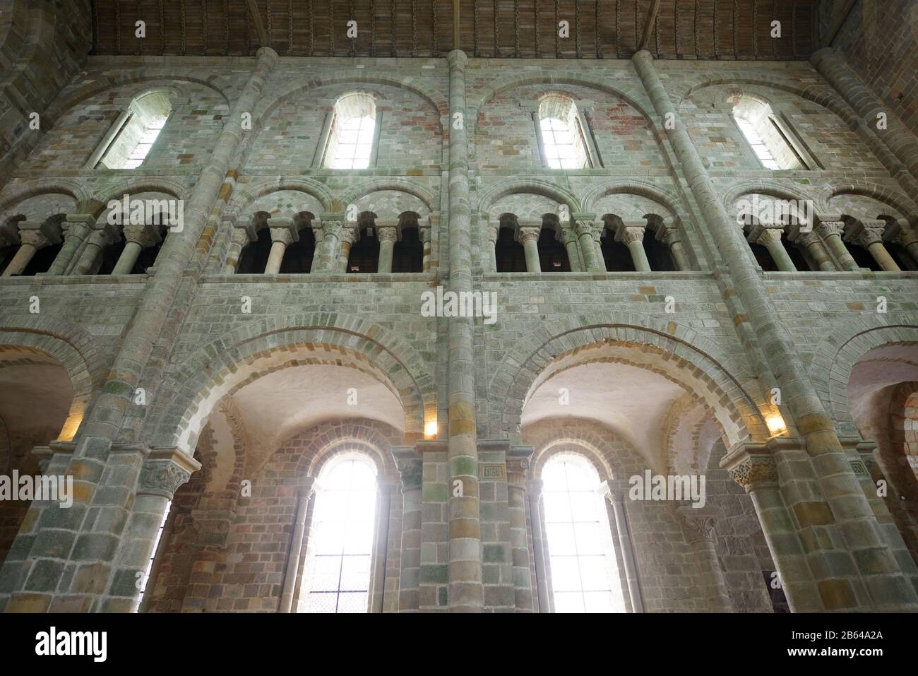 Mont Saint Michel, France - 28 août 2014 : vue intérieure de l'abbaye du Mont Saint Michel. Banque D'Images