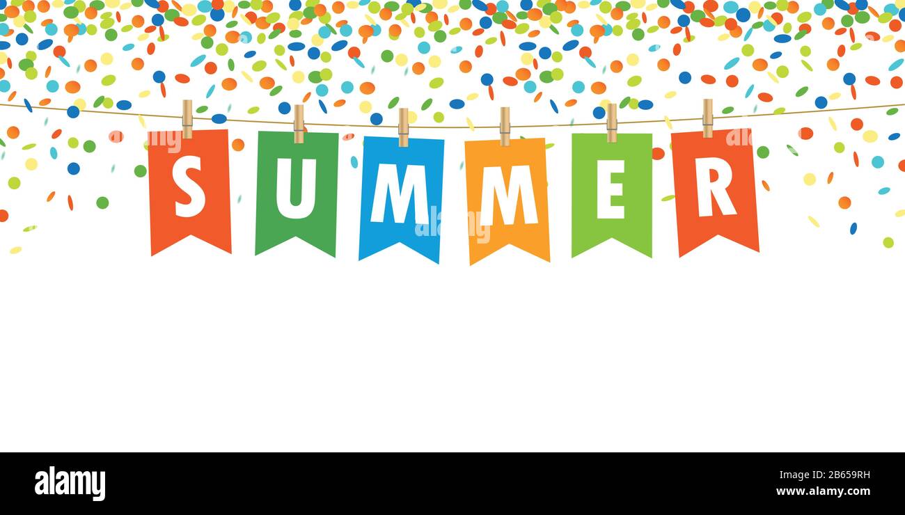 Drapeau de fête d'été et illustration vectorielle d'arrière-plan confetti EPS10 Illustration de Vecteur