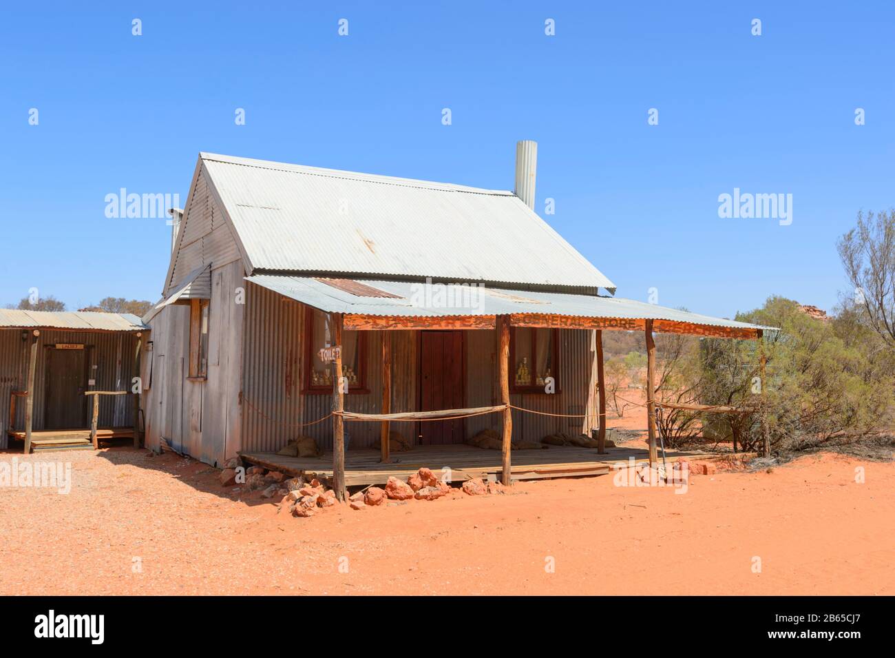 Ancien magasin général sur un film à la gare d'Ooraminna, près d'Alice Springs, territoire du Nord, territoire du Nord, Australie Banque D'Images