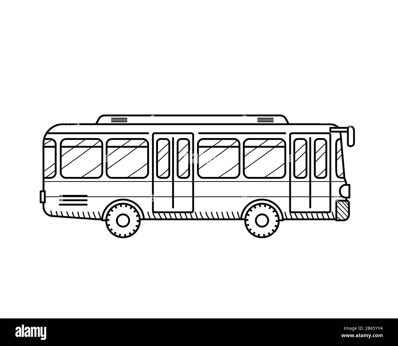 Icône bus transports en commun. Isolé sur fond blanc. Concept éducatif pour la page de livre de coloriage pour les enfants Illustration de Vecteur