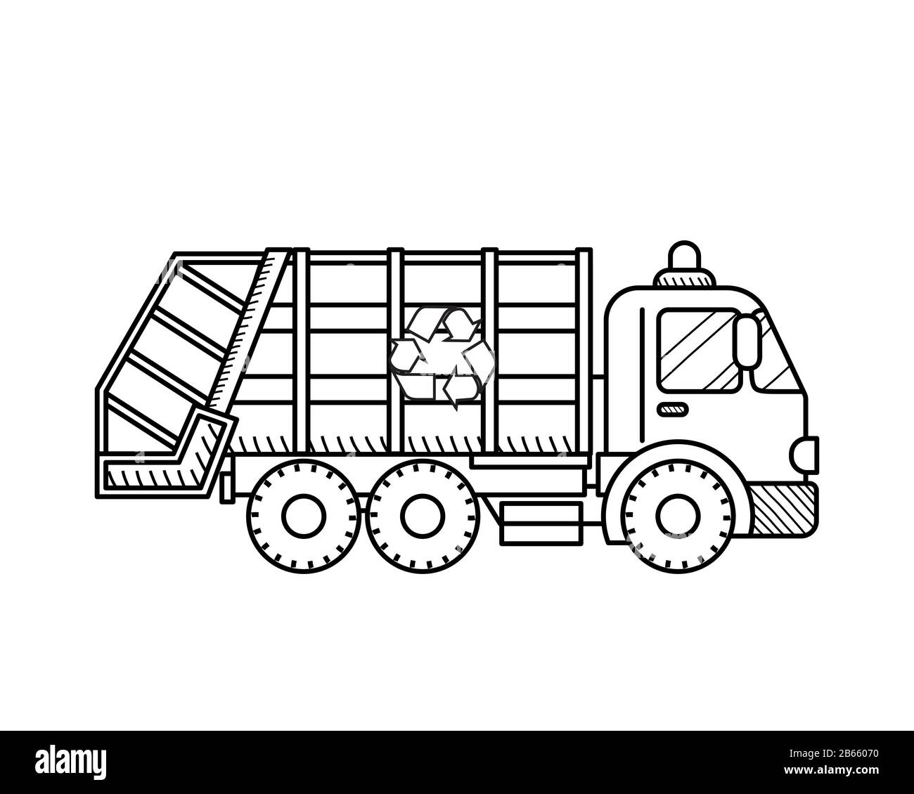 Icône du camion poubelle isolée sur fond blanc. Concept éducatif pour la  page de livre de coloriage pour les enfants Image Vectorielle Stock - Alamy