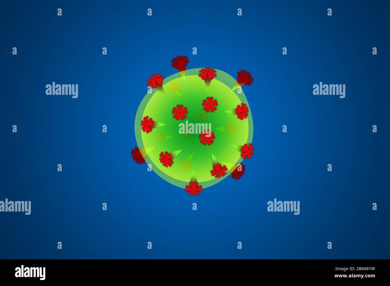 Le coronavirus covid-19 - Illustrations montrant une composition stylisée du cornovirus Covid-19 comme on pouvait le voir sous un microscope Banque D'Images