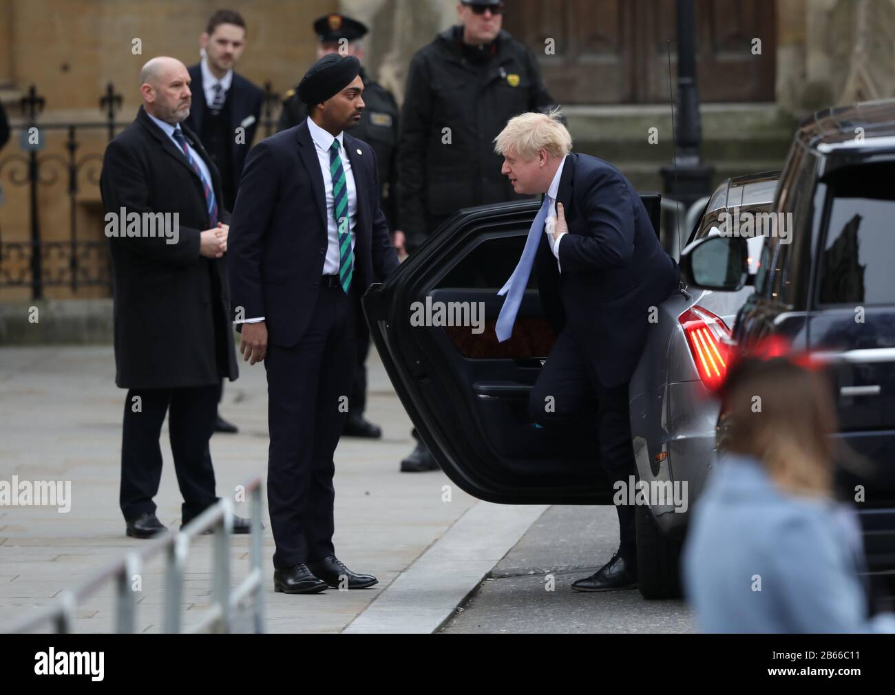 Boris Johnson, Premier Ministre. Le Service Du Commonwealth À L'Abbaye De Westminster AujourD'Hui, Assisté Par La Reine Elizabeth Ii, Le Prince Charles Le Prince De Galles, Camilla La Duchesse De Cornwall, Le Prince William Le Duc De Cambridge, Catherine La Duchesse De Cambridge, Le Prince Harry Le Duc De Sussex, Meghan Markle La Duchesse De Sussex, Prince Edward le comte de Wessex, Sophie La comtesse de Wessex, ainsi que des chefs de gouvernement et des représentants des pays du Commonwealth. Commonwealth Service, Westminster Abbey, Londres, 9 Mars 2020. Banque D'Images