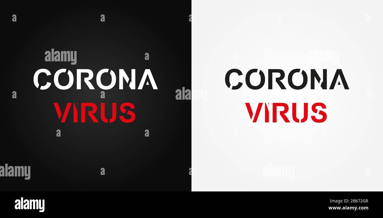 Virus Corona (2019-nCoV). Texte du virus Corona sur fond noir et blanc Illustration de Vecteur
