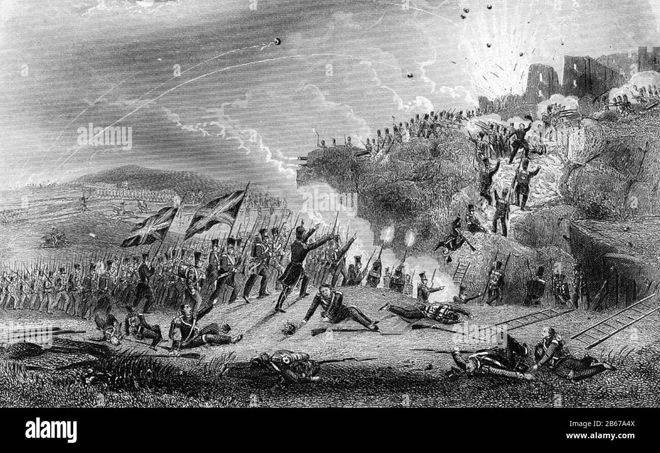 SIÈGE DE CIUDAD RODRIGO 7-20 JANVIER 1812. L'infanterie de Wellington ordonnant la forteresse. Banque D'Images