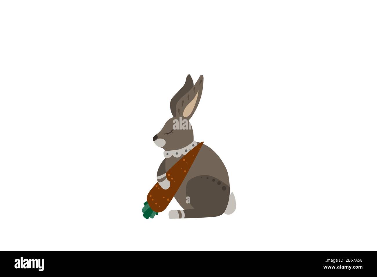 Lapin gris avec carotte. Rêves doux. Illustration vectorielle. Illustration de Vecteur