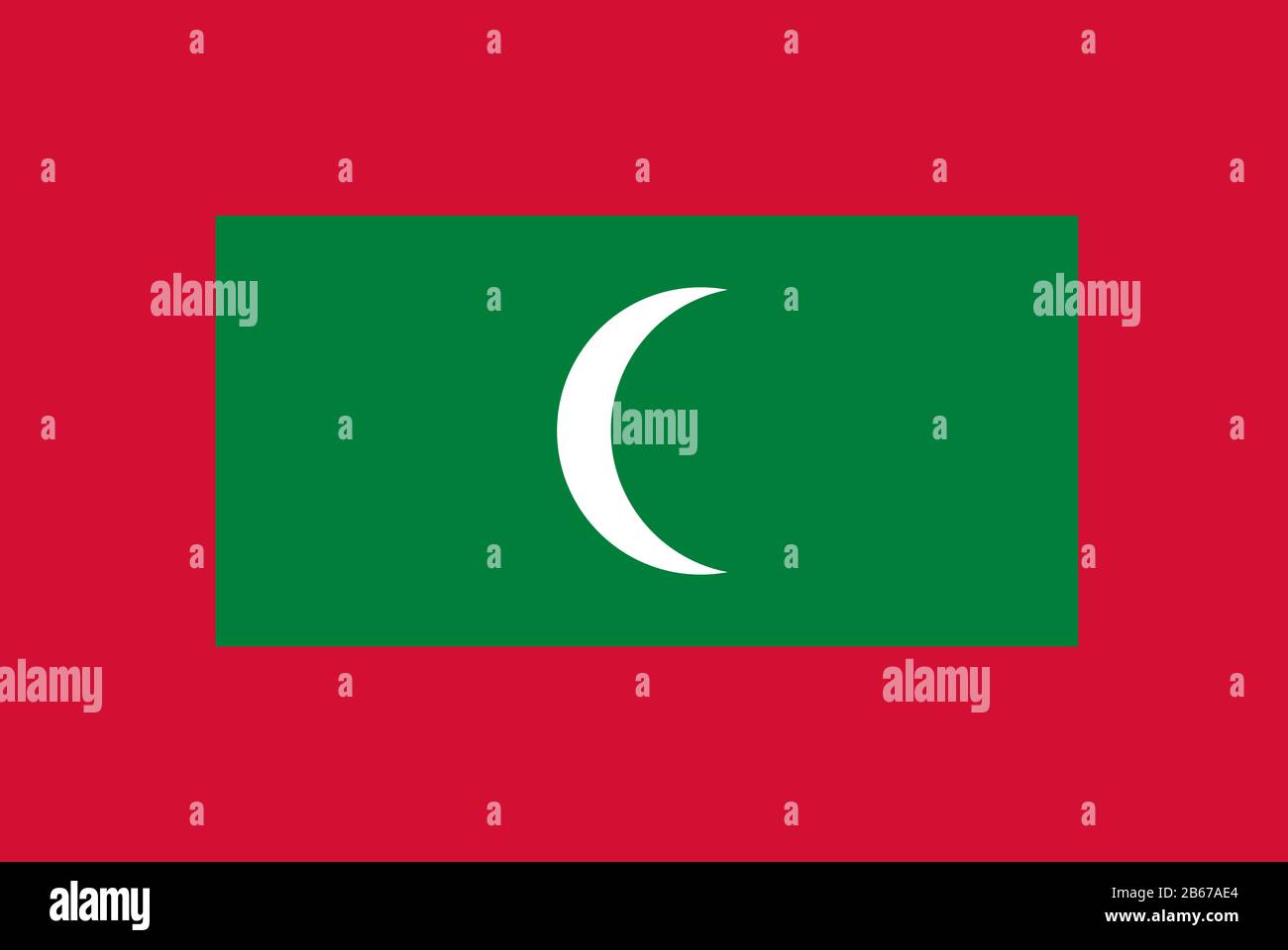 Drapeau des Maldives - Rapport standard des drapeaux maldivien - mode couleur RVB réel Banque D'Images