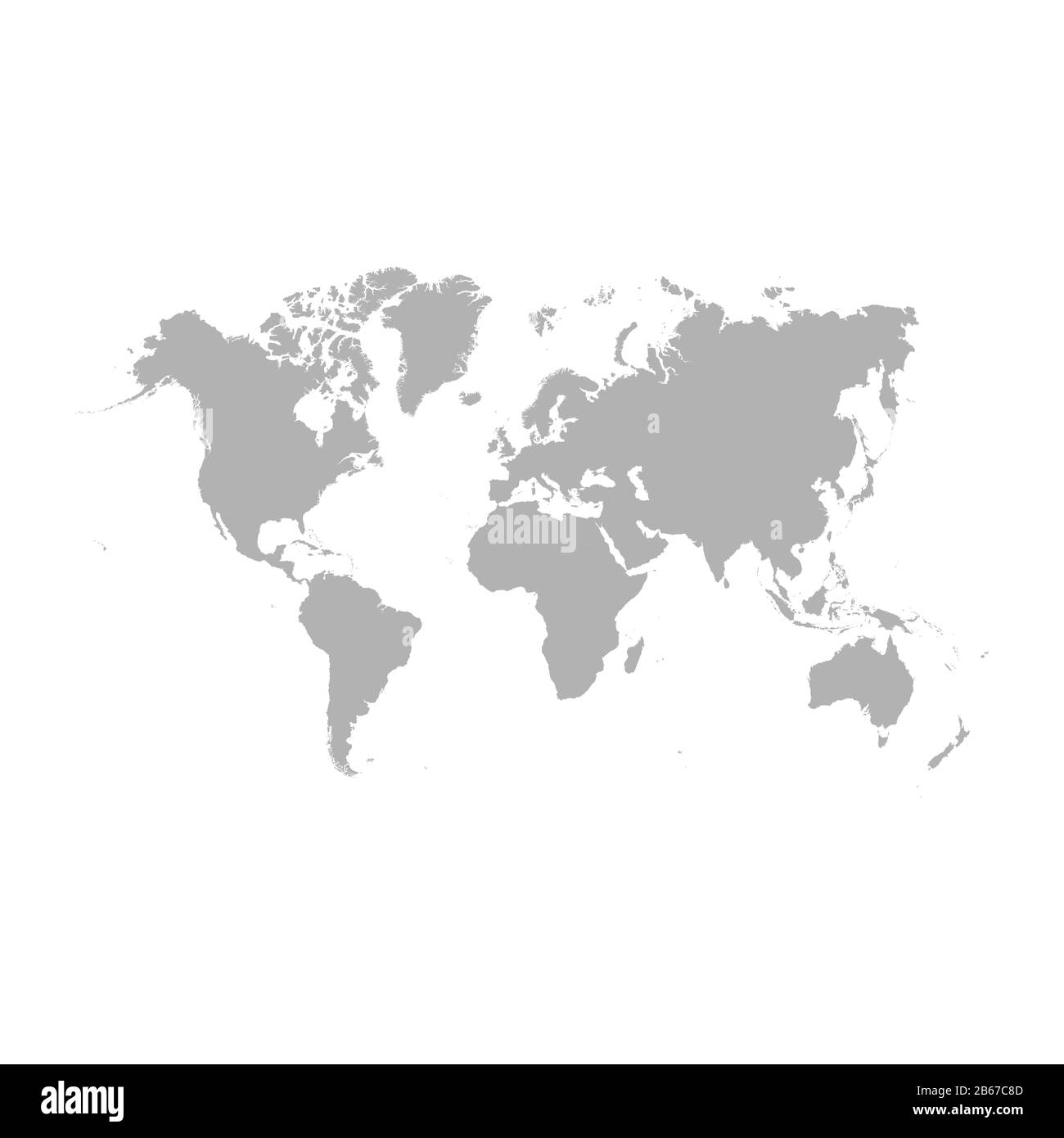 Carte du monde vectoriel gris plat très détaillée isolée sur fond blanc. Modèle pour le site Web, iconographics. Illustration de Vecteur