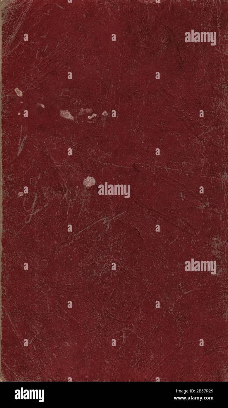Une vieille couverture de livre rouge brunâtre décolorée à partir de 1949. Une numérisation haute résolution du affiche tous les détails sales. Banque D'Images
