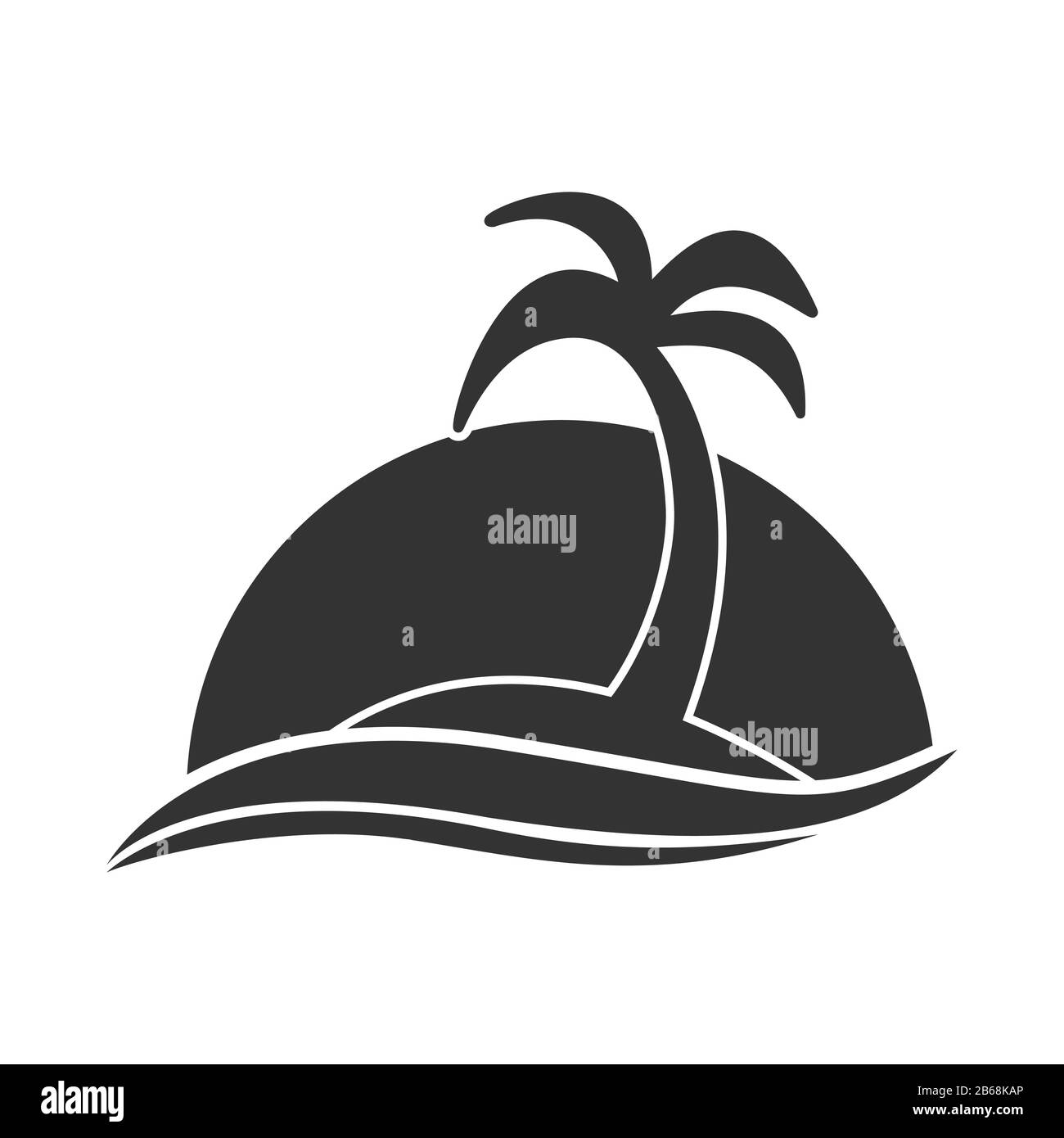Icône modifiable simple. Une île avec un palmier dans la mer sur le fond du coucher du soleil ou du lever du soleil. Conception plate simple pour les sites Web et les applications Illustration de Vecteur