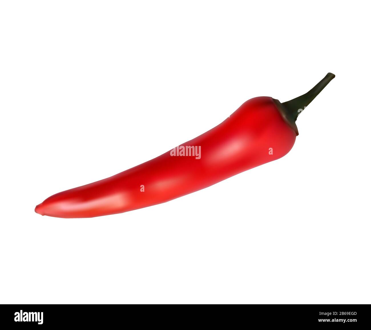 Fruits exotiques au poivre thaïlandais, poivrons épicés au goût brûlant. Gros plan de poivron rouge tropical chaud sur fond blanc. Illustration de Vecteur