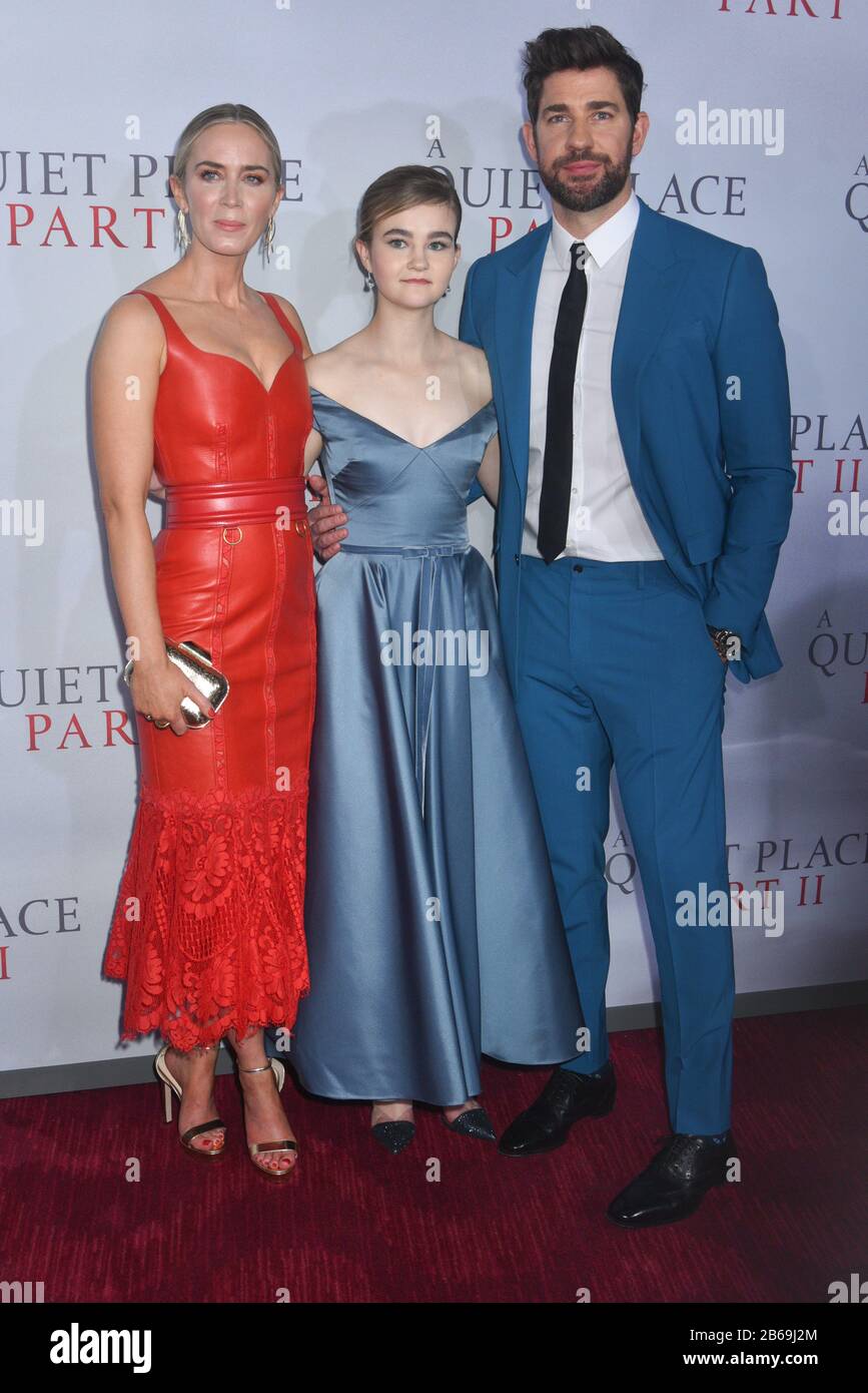 Emily Blunt, Millicent Simmonds et John Krasinski assistent à la première mondiale « UN Endroit Calme partie II » au Rose Theatre, Jazz au Lincoln Center le 8 mars 2 Banque D'Images