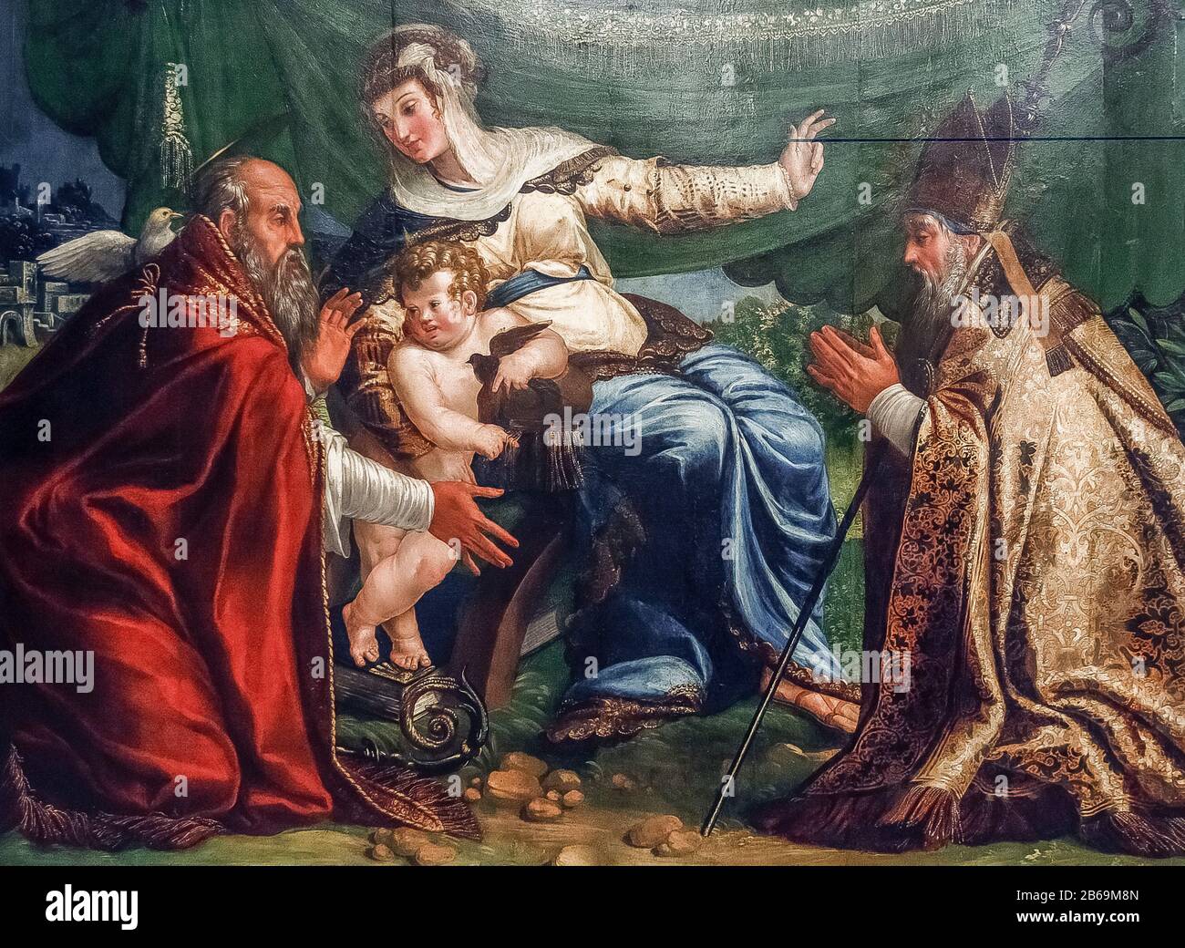 Italie Emilie Romagne - Galerie D'Art Civique De Faenza - Jacopone Bertucci: Madonna Et Enfant Avec Saints Gregory Le Grand Et Maglorio, Banque D'Images