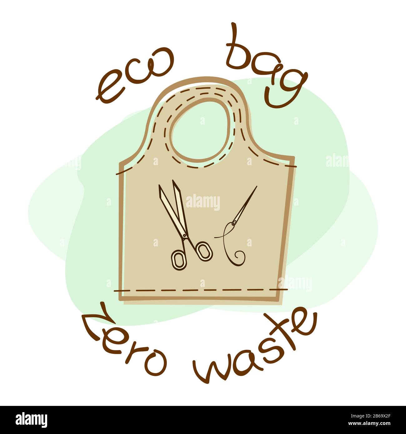 Zéro Déchet Boutique éco Sac Réutilisable Marché Alimentaire écologie  Recycler Durable Dessin Animé Illustration Vectorielle