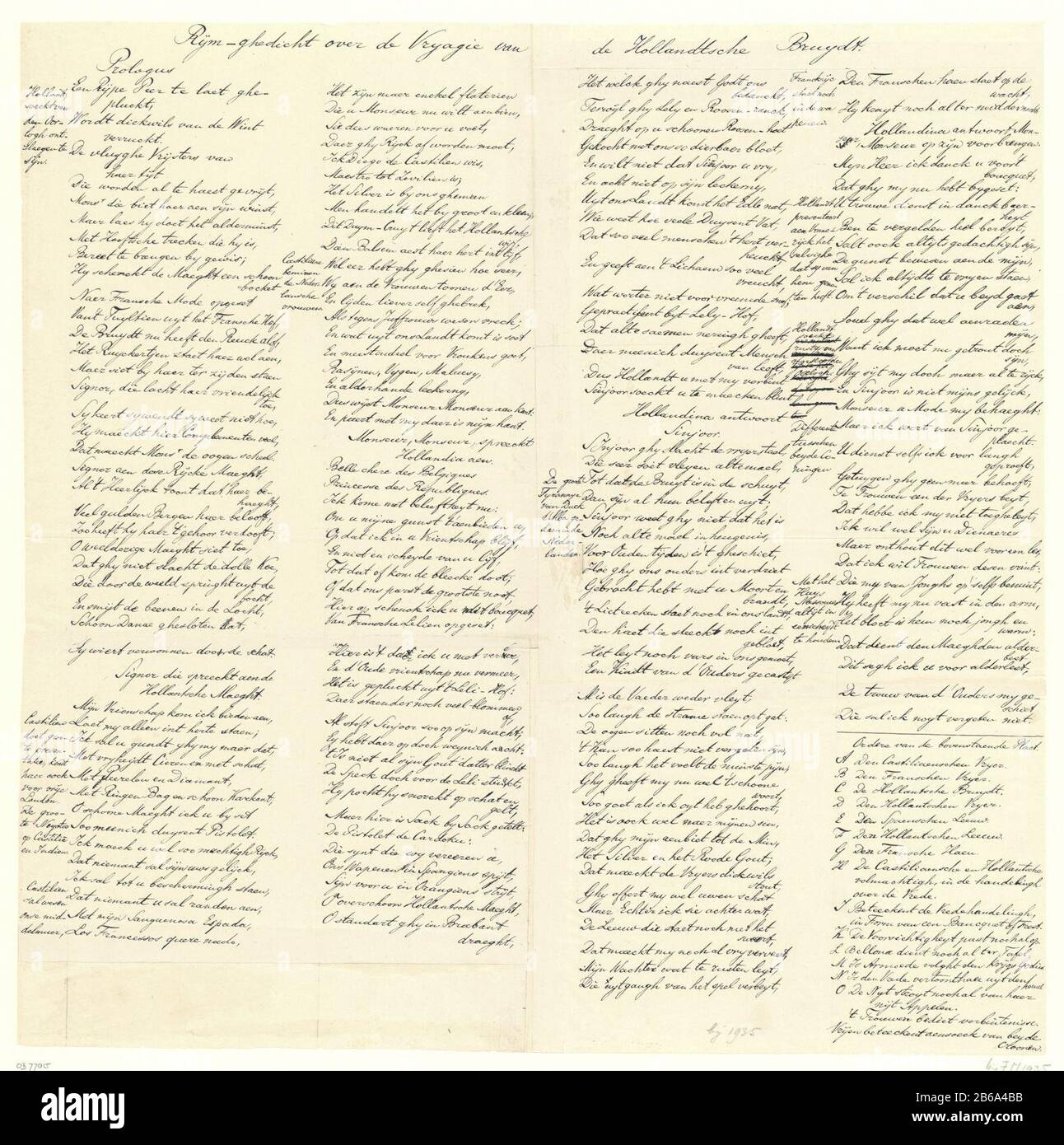 Une copie de la feuille de texte manquante dans l'imprimé Courtship à la Bride néerlandaise, CA 1647-1648 Rijm-ghedicht sur le Vryagie de la Hollandtsche Bruydt (titre objet) copier le magazine de texte manquant dans l'impression Courtship à la Bride néerlandaise, CA. 1647-1648, tiré de l'échantillon de la collection Atlas van Stolk. Script sur plusieurs feuilles collées avec les versets sous l'impression 'Vryagie de la Hollandtsche Bruydt' (RP-P-OB-68295) appartient. Voici également une légende associée à la voorstelling. Fabricant : auteur: Fabrication anonyme: Pays-Bas Date: 1800 - 1900 caractères physiques Banque D'Images
