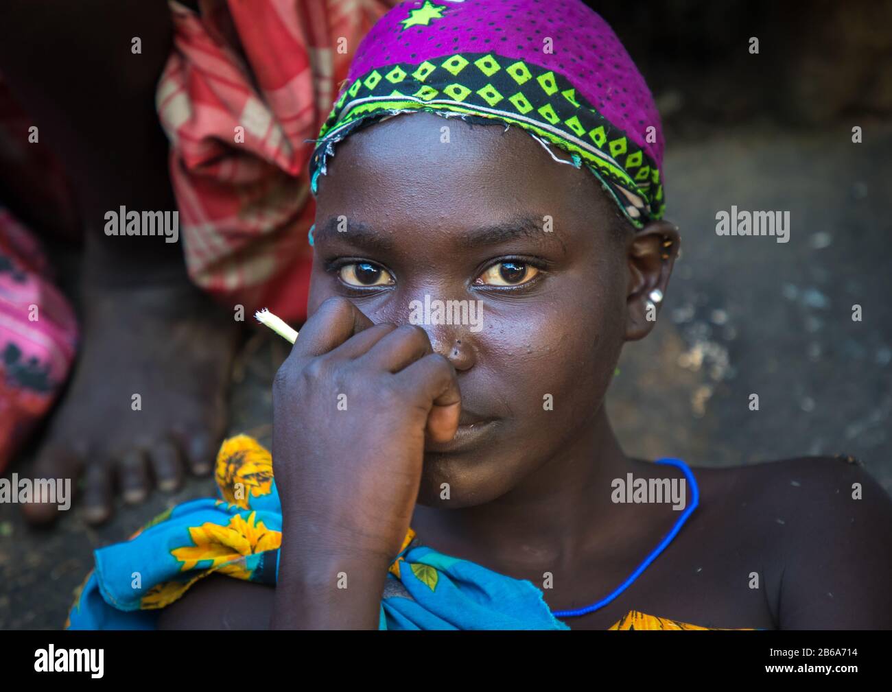 Jeune femme de la tribu Larim, Boya Mountains, Imatong, Soudan du Sud Banque D'Images