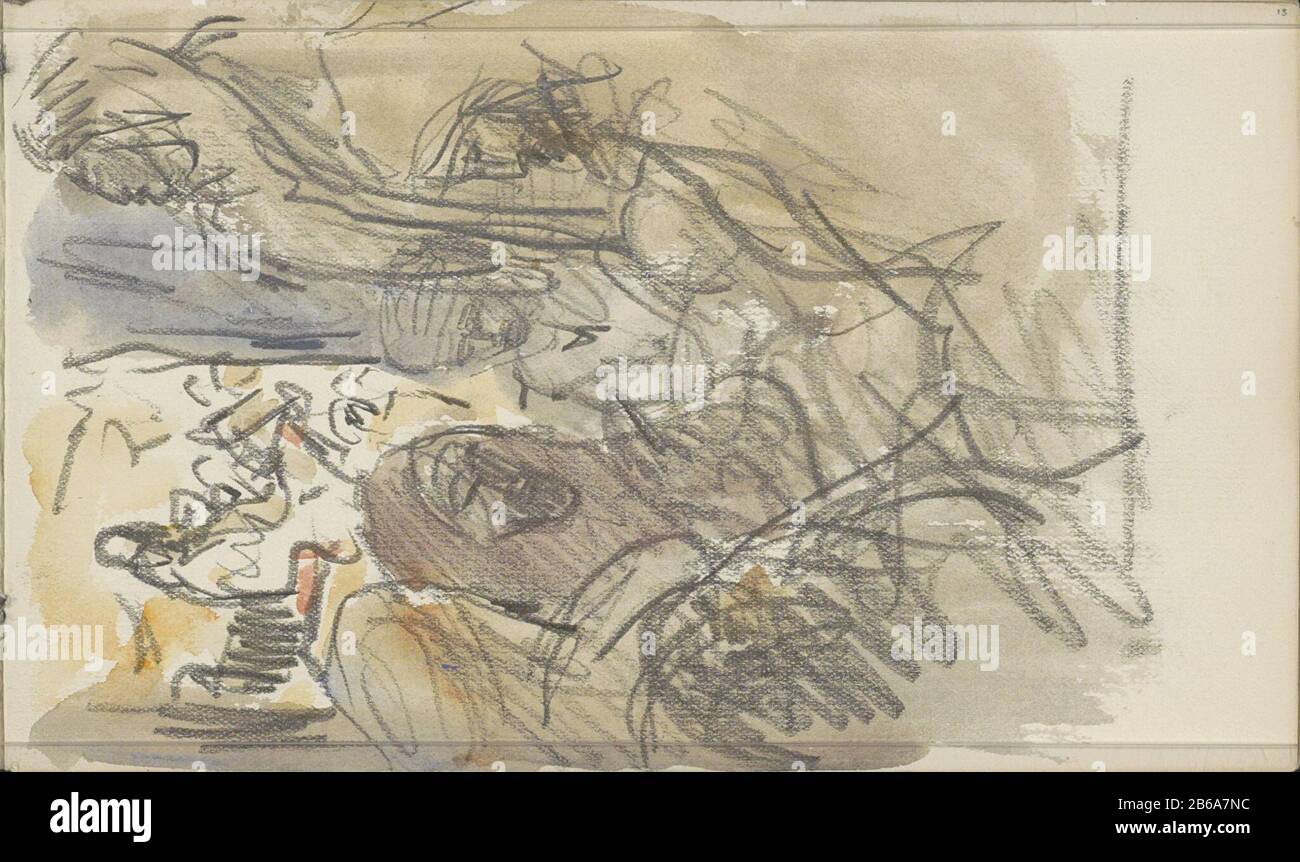 Hommes algériens dans un cercle hommes algériens dans un cercle Type d'objet: Croquis fiche Numéro d'article: RP-T-1949-670-13 Inscriptions / marques: Couleur note manuscrit description: Les chiffres portent le costume traditionnel d'Afrique du Nord. Peut-être font-ils partie d'une communauté bédouine. Pages 13 d'une esquisse-31 bladen. Fabricant : dessinateur: Marius Bauer Lieu de fabrication: Alga Barbary Date: 1922 Caractéristiques physiques: Crayon et pinceau en matière de couleur: Papier aquarelle crayon technique: Penseel Sujet: AfricansAdult costume de manfolk, costume régional Banque D'Images