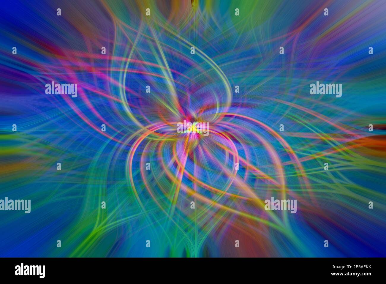Illustration d'arrière-plan abstrait multicolore d'un design futuriste de fleurs d'art fractal généré par ordinateur. Banque D'Images