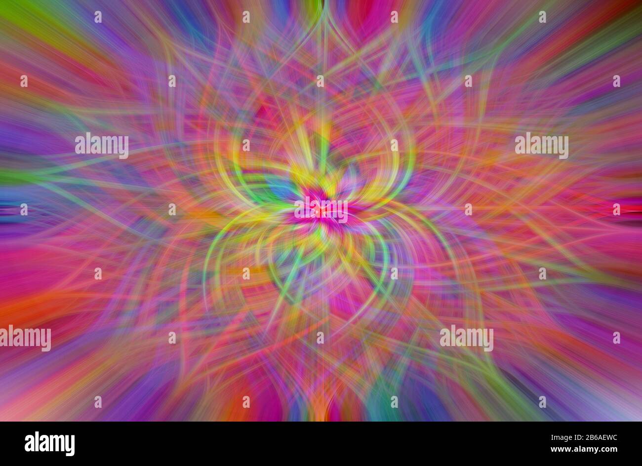 Illustration d'arrière-plan abstrait multicolore d'un design futuriste de fleurs d'art fractal généré par ordinateur. Banque D'Images