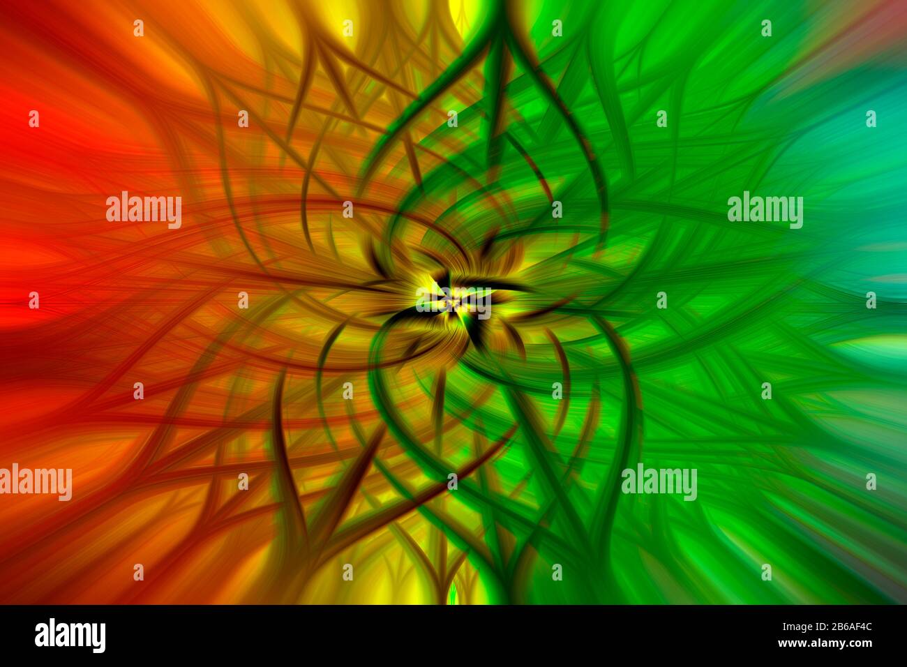 Illustration d'arrière-plan abstrait multicolore d'un design futuriste de fleurs d'art fractal généré par ordinateur. Banque D'Images