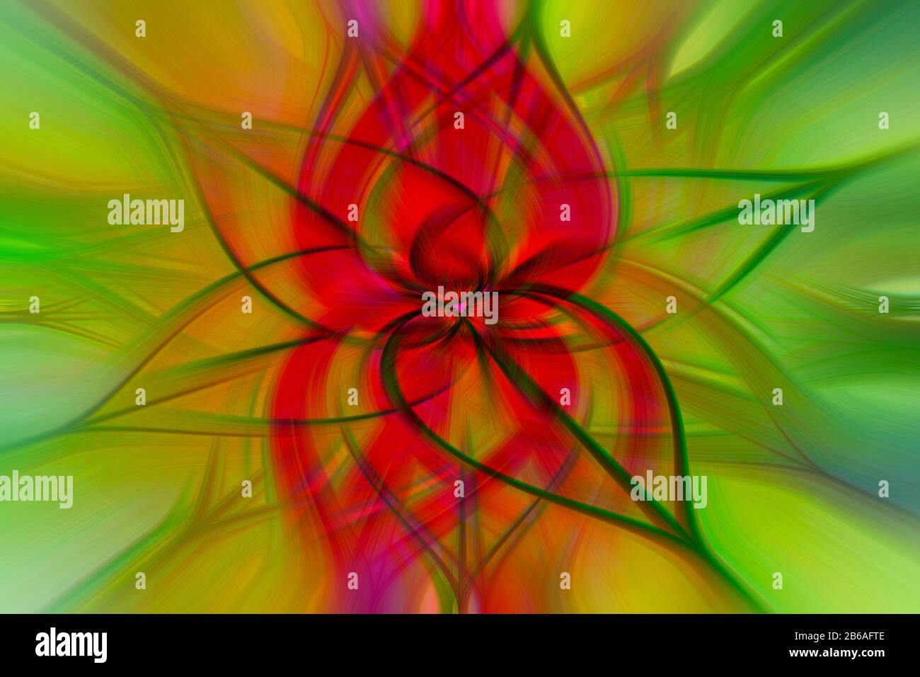 Illustration d'arrière-plan abstrait multicolore d'un design futuriste de fleurs d'art fractal généré par ordinateur. Banque D'Images